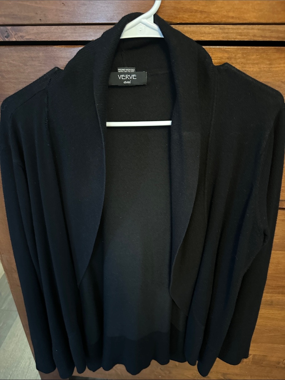 VERVE Black Open-Front Shawl Collar Blazer-Style Cardigan